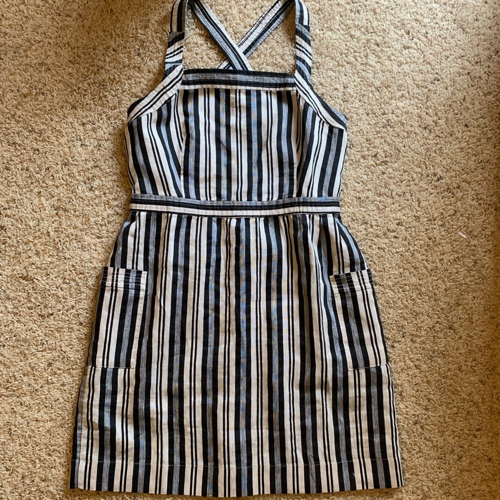 Madewell striped pocket button back sleeveless dress size 8 NWT